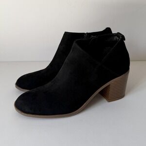 Style & Co Boots Womens Size 9.5 Black Felaaf Ankle Booties Block Heel Side Zip